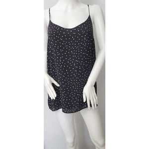 LOFT B/W Polka Dot Spaghetti Strap Liteweight Cami Tank Loose Top Womens SzM EUC